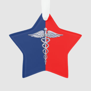 Ornamento Chrome Style Caduceus - Liga dos Símbolos Médicos