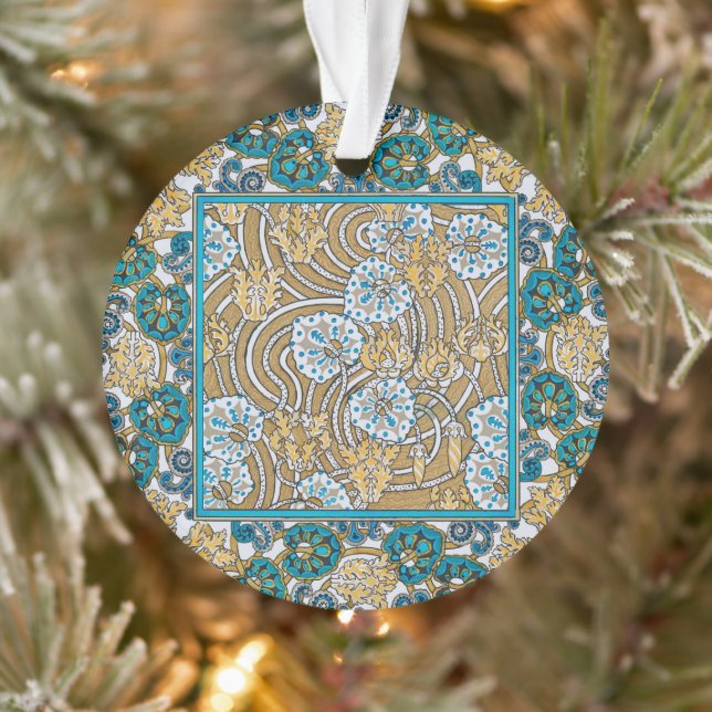 Ornamento ciclamen azul arte nova flor botânica (Árvore)