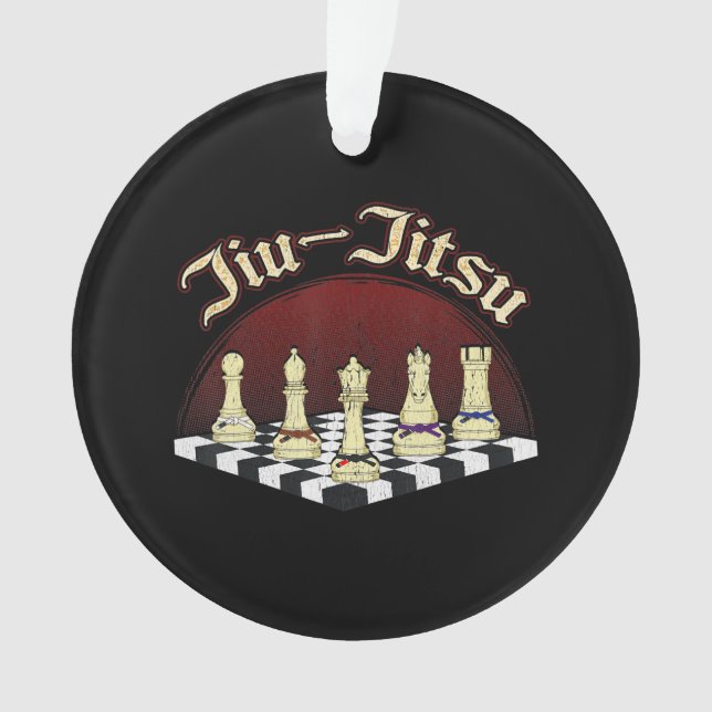 Ornamento cinturão preto de xadrez jiu jitsu brasileiro (Frente)