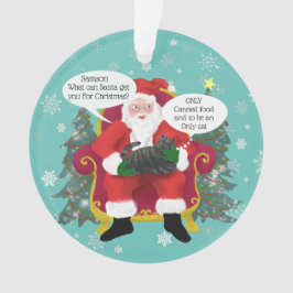 Ornamento Cinza Engraçada por Cat Visita Papais noeis Natal
