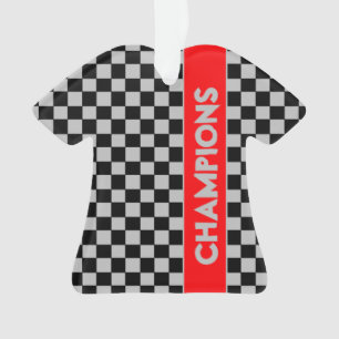 Ornamento Cinzas Com Esporte Vermelho
