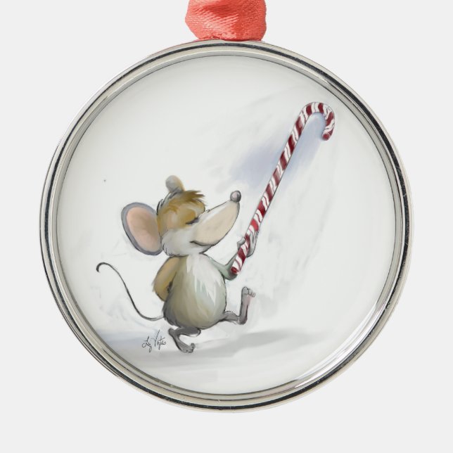 Ornamento circular do mouse feliz (Frente)