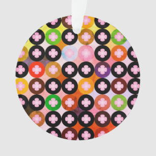 Ornamento Círculos Multicoloridos Legais & Trevos Rosa