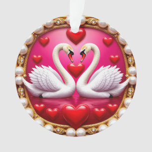 Ornamento Cisnes de Casamento Romântico emoldurados por Orna