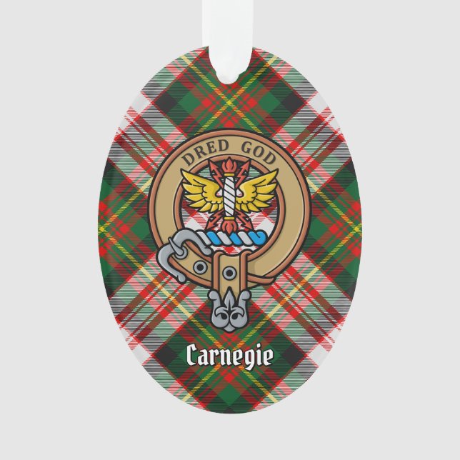 Ornamento Clan Carnegie Crest sobre o Vestido Tartan (Frente)