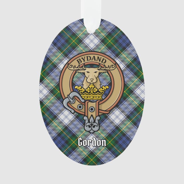 Ornamento Clan Gordon Crest sobre Dress Tartan Ornament (Frente)