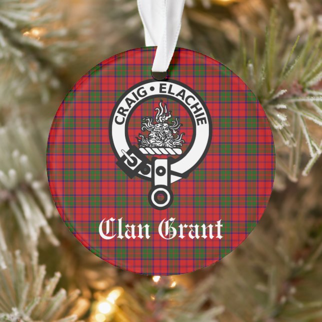 Ornamento Clan Grant Crest Crachá e Tartan personalizável (Árvore)