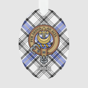 Ornamento Clan Hannay Crest sobre Tartan