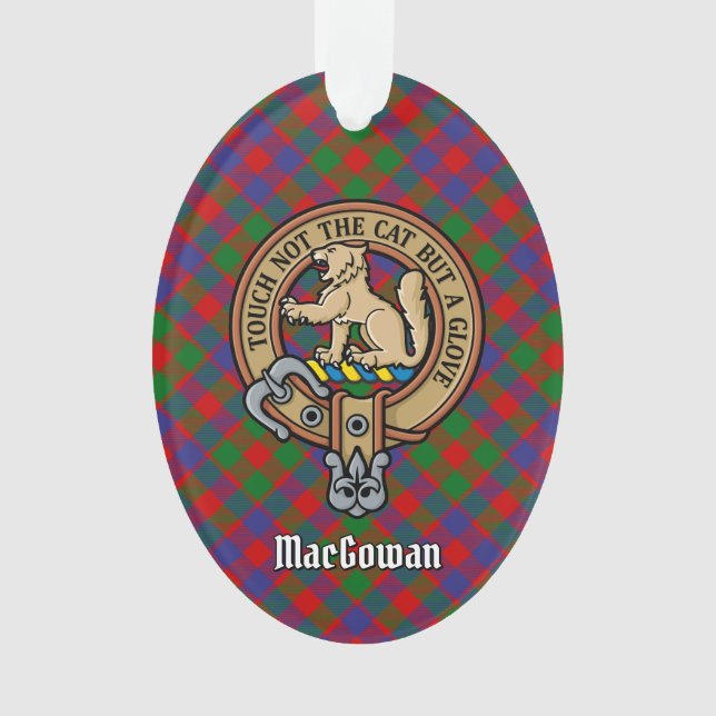 Ornamento Clan MacGowan Crest sobre Tartan (Frente)