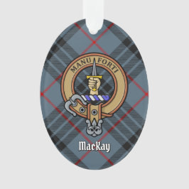 Ornamento Clan MacKay Crest sobre Blue Tartan
