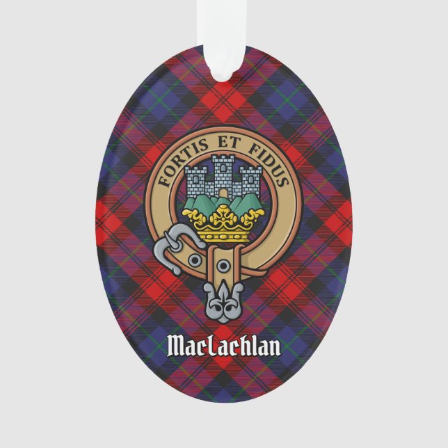 Ornamento Clan MacLachlan Crest sobre Tartan (Frente)