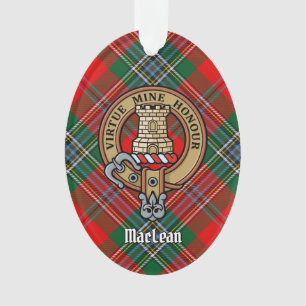 Ornamento Clan MacLean Crest sobre Tartan