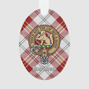 Ornamento Clan MacPherson Crest sobre Red Dress Tartan