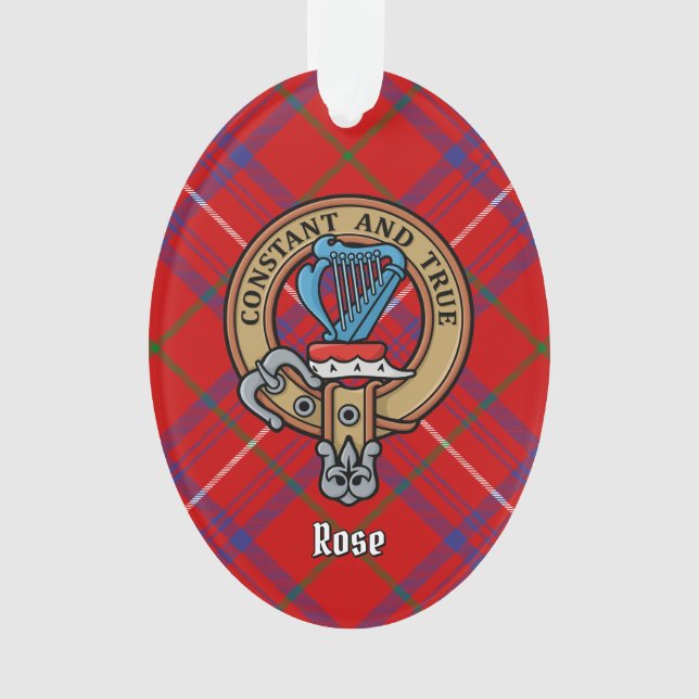 Ornamento Clan Rosa Crest sobre Tartan (Frente)