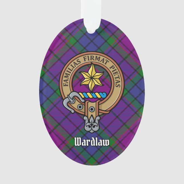 Ornamento Clan Wardlaw Crest sobre Tartan (Frente)