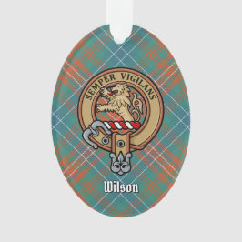 Ornamento Clan Wilson Crest sobre o Antigo Tartan