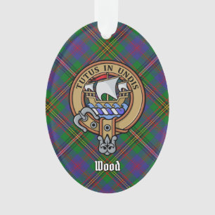 Ornamento Clan Wood Crest sobre Tartan