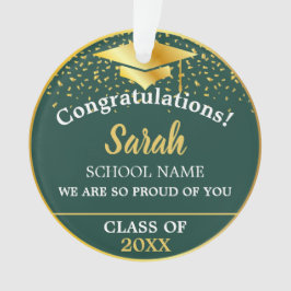 Ornamento Classe De Graduação Verde E Dourada Do Nome Person