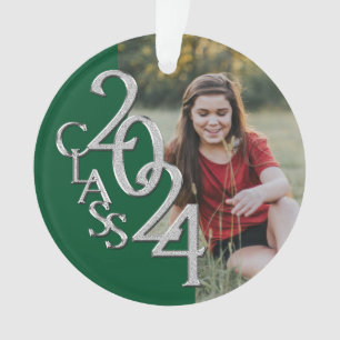Ornamento Classe de Verde e Prata 2024 com Foto