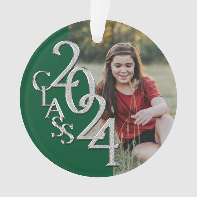 Ornamento Classe de Verde e Prata 2024 com Foto (Frente)