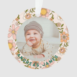 Ornamento Classic Floral Baby's First Christmas Ornament