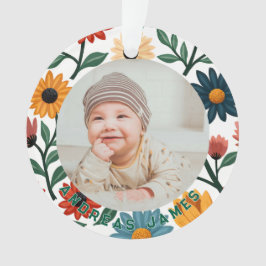 Ornamento Classic Floral Baby's First Christmas Ornament