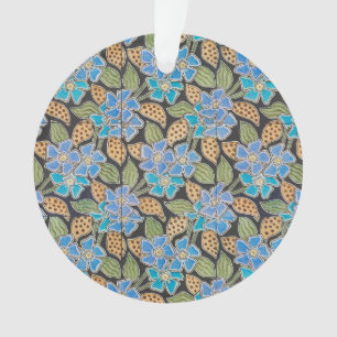 Ornamento Clássico Floral Clássico Azul-Flor Elegante