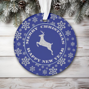 Ornamento Clássico Reindeer Blue Snowflake
