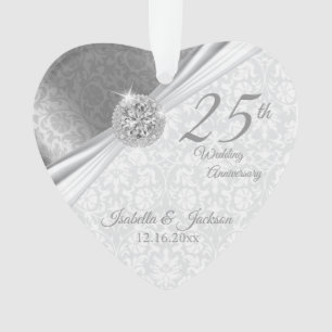 Ornamento Classy Damask - 25 Silver Casamento Aniversário