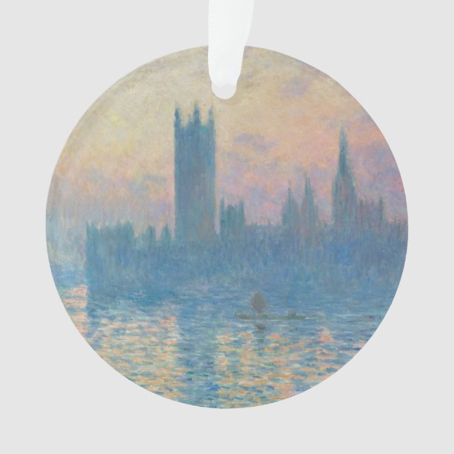 Ornamento Claude Monet Casas do Parlamento Pôr do Sol (Frente)