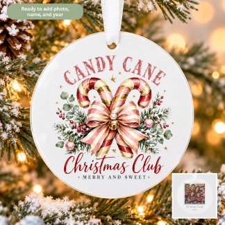 Ornamento Clube de Natal de Bastão de Doces Personalizado
