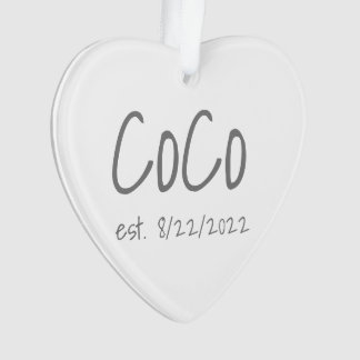Ornamento Co-Criado, Data Personalizada, acrílico