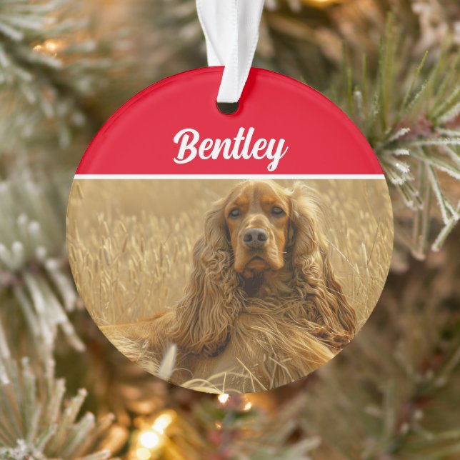 Ornamento Cocker Spaniel Cachorro com Nome e Foto Natal (Árvore)