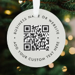 Ornamento Código QR | Cinzas simples e limpas<br><div class="desc">Um simples modelo de ornamento de código QR de cinza personalizado em um estilo moderno minimalista que pode ser facilmente atualizado com seu código QR,  nome comercial ou site e texto personalizado,  por exemplo. digitalize-me para...  #QRcode #christmas #decoration #business</div>