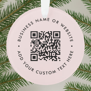 Ornamento Código QR Natal rosa-claro para as empresas mod