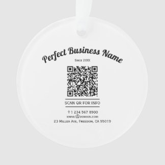 Ornamento Código QR - Preto e Branco Simples Clara
