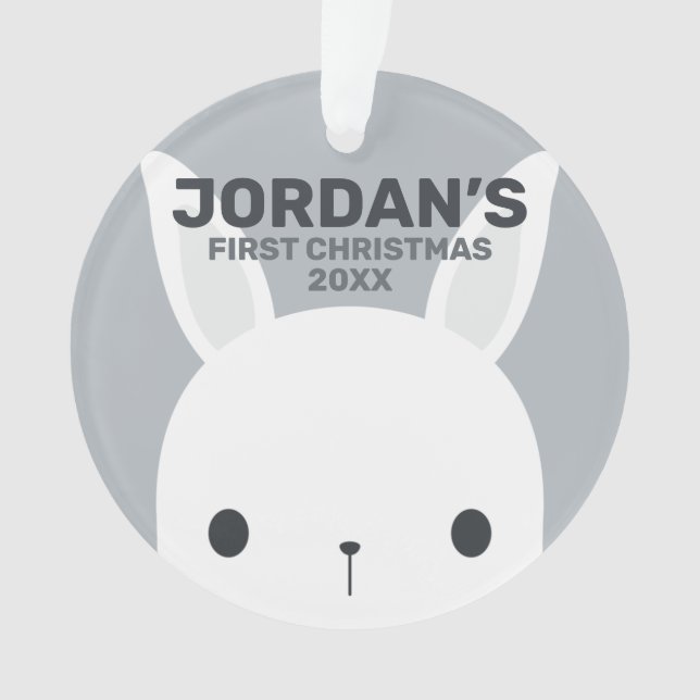 Ornamento Coelho Bonito com Nome Personalizado (Frente)