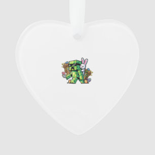 Ornamento Coelho de Páscoa Pixel Gamer Jogos Infantil Menino