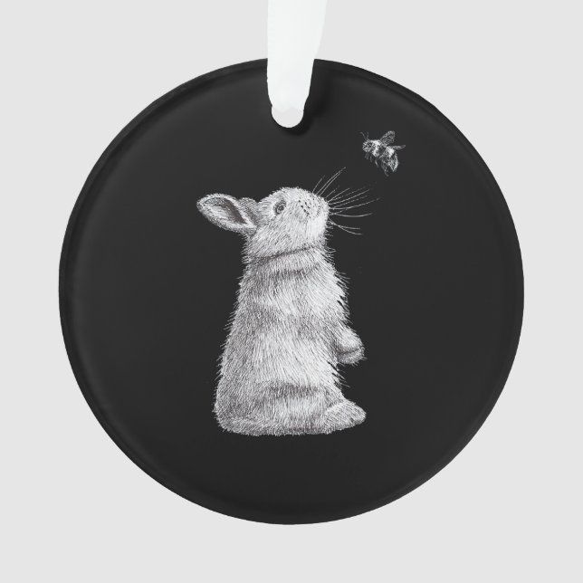 Ornamento Coelho e abelha| Presente de Bunny Lover (Frente)