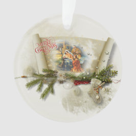 Ornamento Colagem adorável da natividade personalizada para 