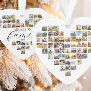 Ornamento Colagem de Fotos em Forma de Coração da Família El