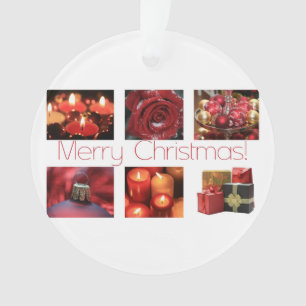 Ornamento Colagem de Natal em Vermelho