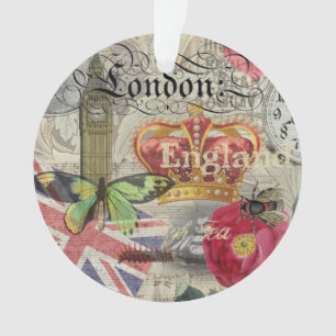 Ornamento Colagem de Viagens vintage da Inglaterra