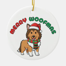 Ornamento Collie de Natal: Feliz Woofmas