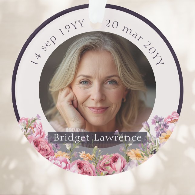 Ornamento Colorful Flowers Pink Peonies Remembrance Memorial (Criador carregado)