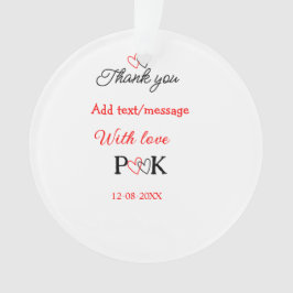 Ornamento Com amor adicione o nome do casal letra obrigado a
