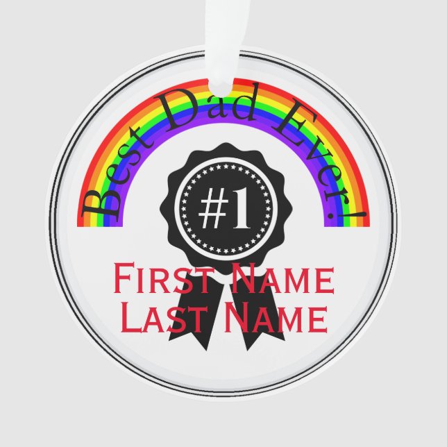 Ornamento com melhor Pai do Rainbow HAMbWG (Frente)