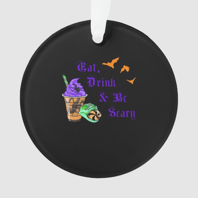 Ornamento Coma, Beba e Seja Assustador Halloween Minimal Lim (Frente)