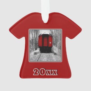 Ornamento Comboio a Vapor Velho Vermelho e Preto