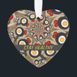 Ornamento Comida Engraçada De Arte Fractal, Tomates, Texto D<br><div class="desc">Fantasia de arte fractal legal e única,  panos de abstratos engraçados modernos,  tomates e ovos. Design para o seu ornamento decorativo e incomum do coração em acrílico comida.</div>